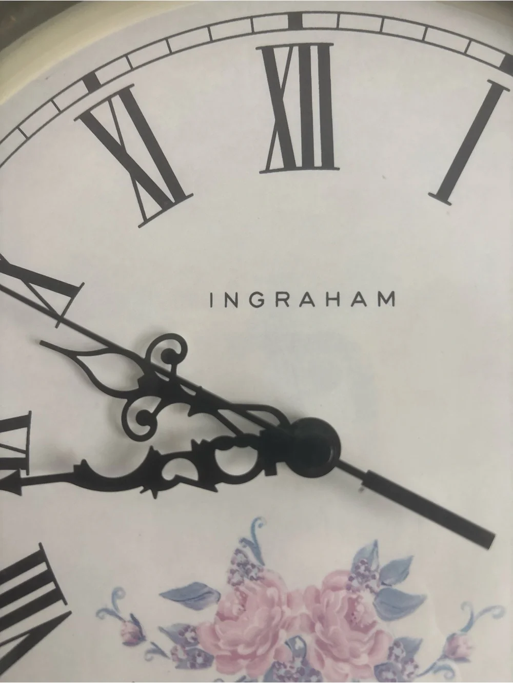 Vintage Style Ingraham Ornate Filigree Floral Design Quartz Wall Clock 10 in